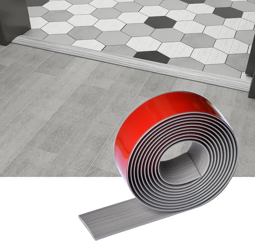 Vista 14 de Tira de Transición Plana para Piso/Puerta y Moldura Autoadhesiva de Vinilo para Borde de Piso, Revestimiento de Juntas de Piso Laminado, Tira