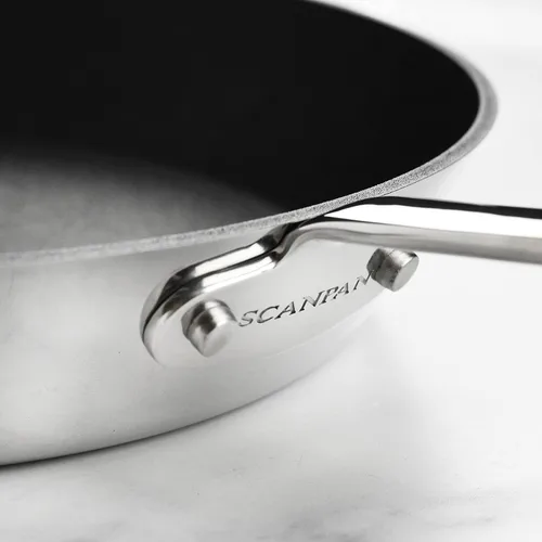 Vista 6 de Scanpan Stratanium+ - Juego de sartenes antiadherentes de acero inoxidable de 9.5 y 11 pulgadas con tapas, Maitre D', fabricado en Dinamarca