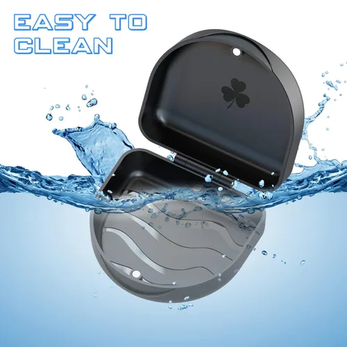 Vista 4 de Estuche de protección bucal de ortodoncia, estuche de retención dental, color negro