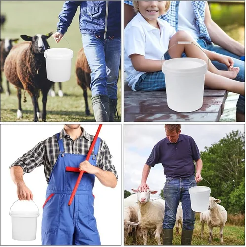 Vista 7 de LIFKOME Cubo de plástico con asa y tapa, cubo de almacenamiento de grado alimenticio de 5 L, contenedor multiusos para pintar, pesca, agua