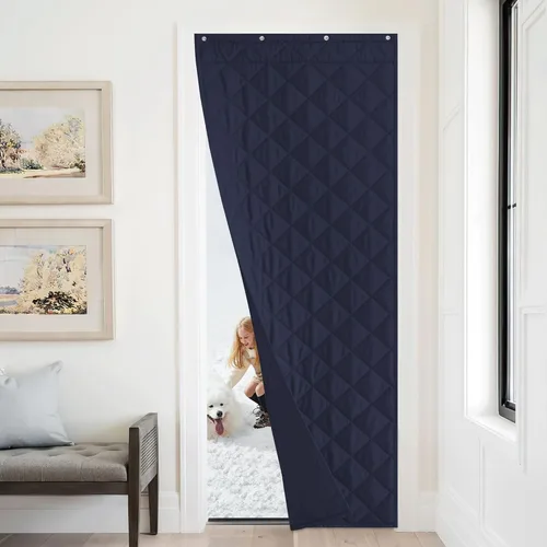Vista 33 de NICETOWN Cortina opaca con aislamiento térmico para puerta, resistente a la intemperie, impermeable, antipérdida de energía, cortina gruesa