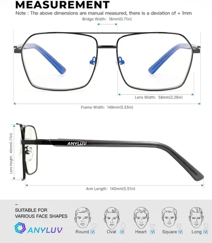 Vista 4 de ANYLUV Blue Light Glasses Men/Women, Blue Light Blocking Glasses, Computer Screen Blocker Eyes Protection Glasses A06-negro/Gris