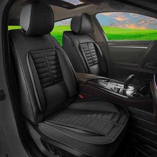 Vista 12 de Juego completo de fundas de asiento de automóvil para Ford Explorer 2004-2023, 2024 y 2025, juego completo de fundas de asiento de cuero con soporte
