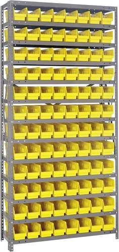 Vista 106 de Quantum QSBU-245BK Heavy Duty Shelving Unit with (7) Shelves and (24) QUS245 Black Bins for Garage Warehouse Storage Distribution 400 lb Load
