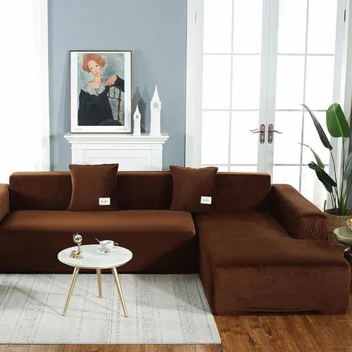 Vista 9 de Funda de sofá de terciopelo elástico para forma de L, funda de sofá de 1/2/3/4 plazas, funda gruesa para gatos y perros, protector de muebles