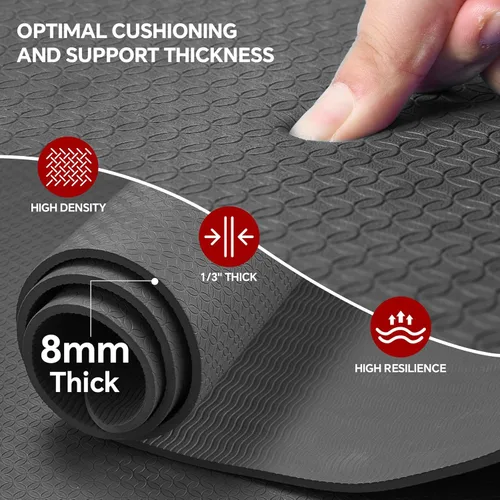 Vista 4 de Stepwaver Extra Large Yoga Mat 6'x4'(1/3" & 1/4" Thick), Non-Slip, Ultra Durable, Wide Workout Mat, Wide Exercise Mats for Home Workouts, Yoga