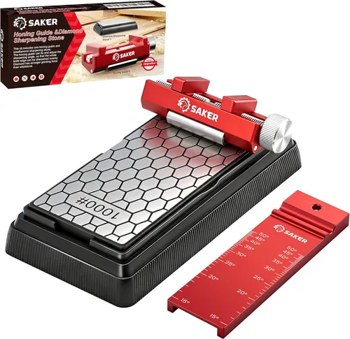 Vista 10 de Saker Piedra de afilar con herramienta de guía de afilado, juego de cinceles para carpintería, piedra aplanadora, sistema completo de afilado