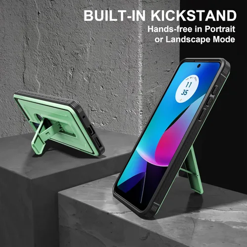 Vista 4 de BWY Funda diseñada para Moto G Play 2023 con protector de pantalla, funda protectora militar resistente para teléfono Moto G Play 2023, soporte