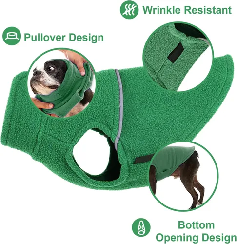 Vista 84 de Chaleco de forro polar con estampado a cuadros rojos, suéter de invierno para mascotas para perros pequeños, niños y niñas, suéter cálido
