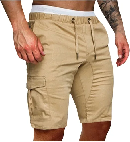 LAWOR Pantalones cortos cargo de verano para hombre, ajuste relajado, a la moda, con múltiples bolsillos, para senderismo, campamento, cintura