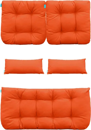 Vista 7 de QILLOWAY - Cojines de asiento de mimbre para patio al aire libre, juego de sofá, dos almohadas en forma de U, dos almohadas lumbares para muebles