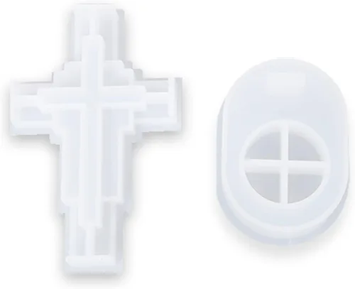 Moldes de resina de Jesús con base de silicona para velas de resina epoxi, soporte de vela cruz, molde de silicona con base para manualidades de