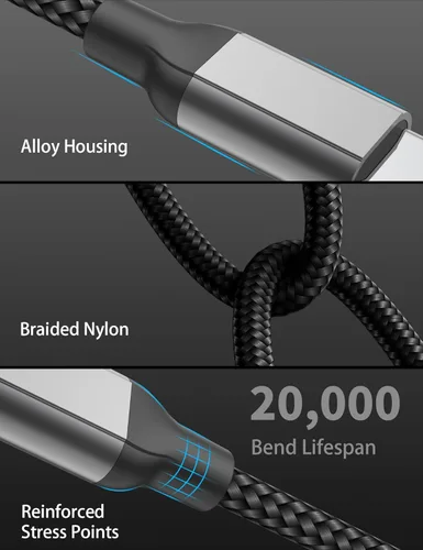 Vista 4 de Cable USB a USB C de 3 pies 3A, paquete de 3 cables USB tipo C de carga rápida, cable de carga USB A a USB-C trenzado de 3 pies para iPhone 17 16 15