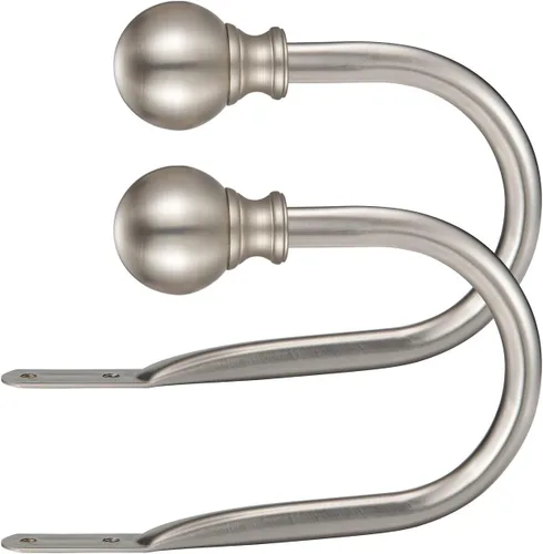 Vista 11 de Barra de cortina doble, ajustable de 1 pulgada para ventanas de 28 a 48 pulgadas, juego de remates redondos de bola con soportes