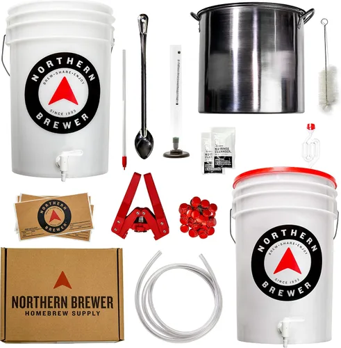 Vista 2 de Northern Brewer - Elabora. Comparte. Disfruta. Set de inicio para elaboración de cerveza casera, equipo y receta para lotes de 5 galones