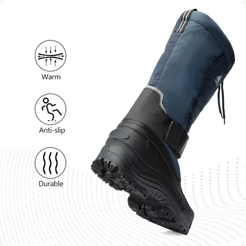 Vista 5 de NORTIV 8 Botas impermeables para hombre senderismo invierno botas de nieve aisladas forro de piel ligero al aire libre altos botines