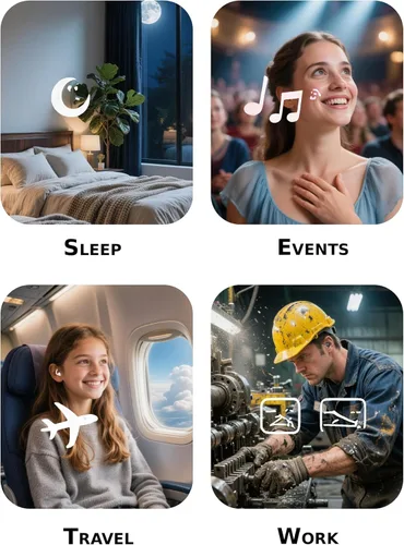 Vista 7 de Afflatus Tapones para los oídos para dormir con cancelación de ruido, 2 pares (S+L), cómodos tapones para los oídos reutilizables con reducción