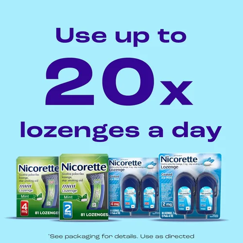 Vista 2 de Nicorette 2 mg Coated Nicotine Lozenges to Help Stop Smoking - Ice Mint Flavored Stop Smoking Aid, 20 Count Lozenge