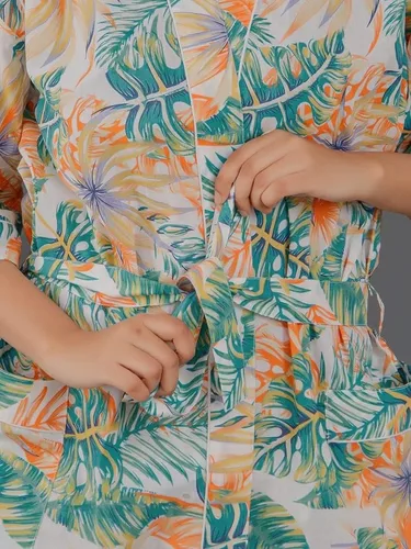 Vista 3 de Cárdigan tipo kimono con estampado indio para mujer, cuello en V, suelto, para playa, vestido de noche tipo kimono de algodón
