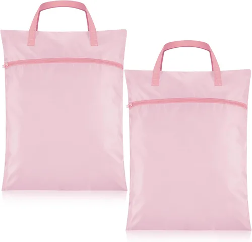 Vista 13 de 2 bolsas de lavandería de viaje impermeables con asa, bolsa de ropa sucia para viajes, cesta de lavandería colgante con dos bolsillos