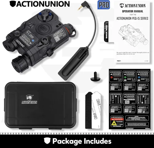 Vista 7 de ACTIONUNION Airsoft PEQ-15S Pro UHP láser azul visible + láser IR + linterna LED blanca
