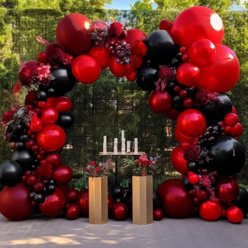 Vista 11 de Guirnalda de globos de color negro, verde y dorado, doble relleno, globos verde oscuro, kit de arco de globos negros y dorados para graduación