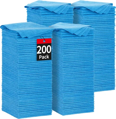 Vista 31 de Toallas de microfibra para automóviles, paquete de 24 paños de limpieza de microfibra, toallas de limpieza de 11.5 x 11.5 pulgadas, absorbentes a