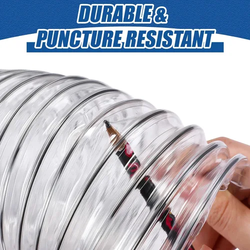 Vista 4 de Therwen Manguera flexible de recolección de polvo de PVC de 4 x 70 pies, residuos de polvo resistente, manguera de vacío transparente resistente a