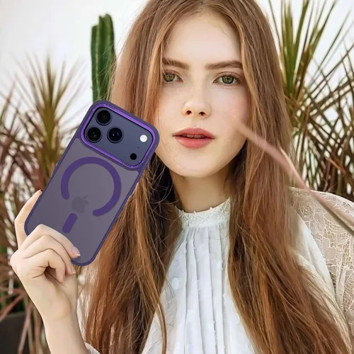 Vista 689 de Anuck - Funda magnética para iPhone 11 compatible con MagSafe, carcasa trasera mate translúcida dura, borde de TPU, delgada, resistente a impactos