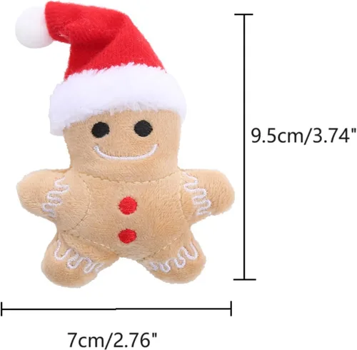 Vista 5 de Paquete de 4 juguetes de hierba gatera interactiva, disfraz de peluche de Navidad de hombre de jengibre para gatos
