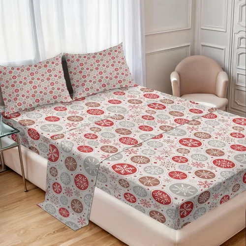 Vista 98 de Ambesonne Sábana encimera floral, patrón rítmico de ramas de bayas de Navidad, suave y cómoda, ropa de cama decorativa de 1 pieza, tamaño Verde