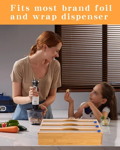 Vista 5 de Cortador deslizante de envoltura de plástico – 4 varillas autoadhesivas para rollo de 12 pulgadas de rollo de plástico deslizante para papel