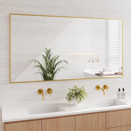 Vista 18 de Koonmi Espejos negros para pared, espejo de baño de 30 x 30 pulgadas, espejo de pared rectangular para sala de estar, dormitorio, baño, se cuelga