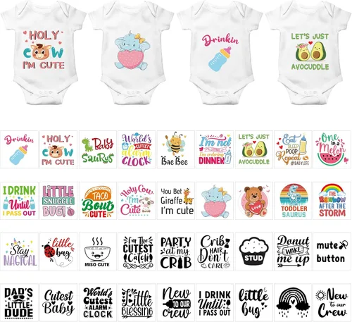 Vista 11 de Teling 36 calcomanías para planchar para baby shower, juegos de calcomanías de transferencia para planchar, parches de calcomanías de transferencia