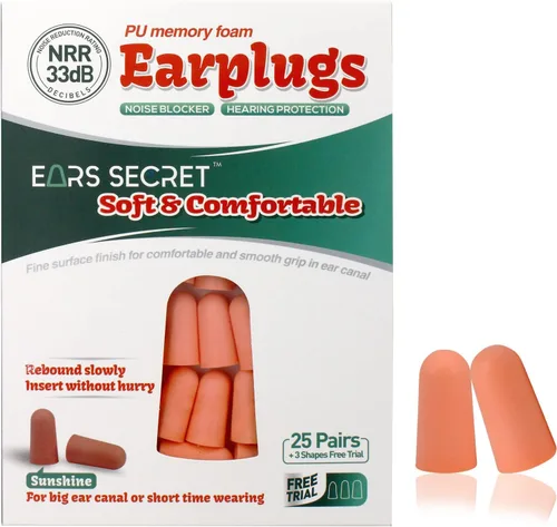 Vista 9 de EARS SECRET Tapones de espuma para los oídos para dormir, 100+3 pares de tapones para los oídos de 37 dB cómodos para reducción de ruido, viajes