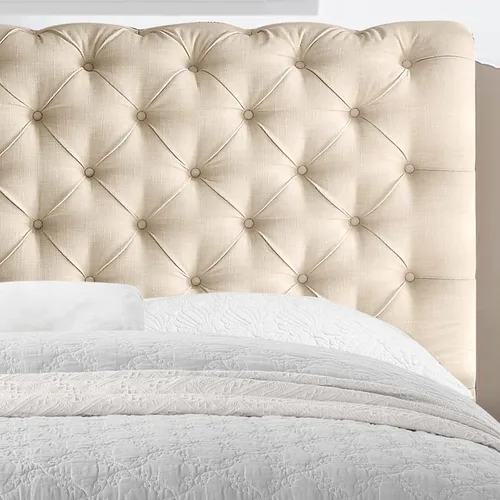 Vista 6 de Rosevera Gideon - Marco de cama tapizado de tela con cabecera ajustable, estilo Chesterfield, soporte de listones de madera, fácil montaje