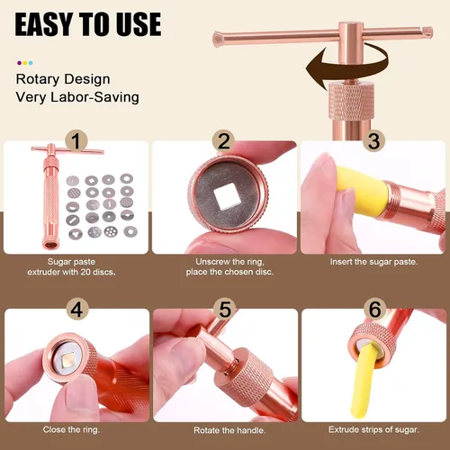 Vista 5 de 37 piezas de extrusora de arcilla de acero inoxidable, extrusora de pasta de azúcar, juego de herramientas de decoración de fondant con discos