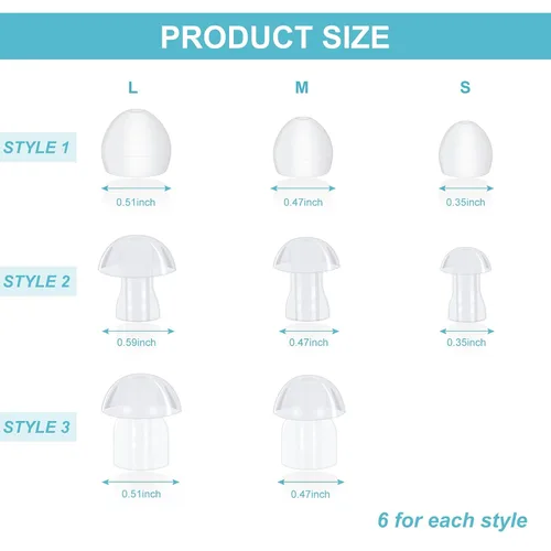 Vista 2 de 48 Pieces Hearing Aid Tips Hearing Aid Domes Universal Domes for Earbud Tip Replacement, BTE Sound Amplifier Accessories and 7 Pieces Cleaning Tools