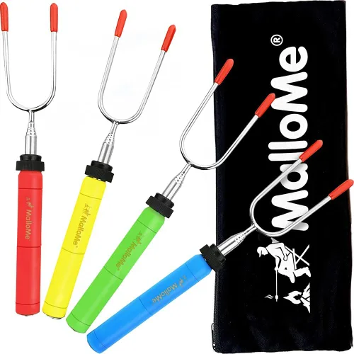 MalloMe Smores Sticks para hoguera – Kit giratorio de 34 pulgadas para asar malvaviscos al aire libre – Accesorios para fogata – Pinchos Smore