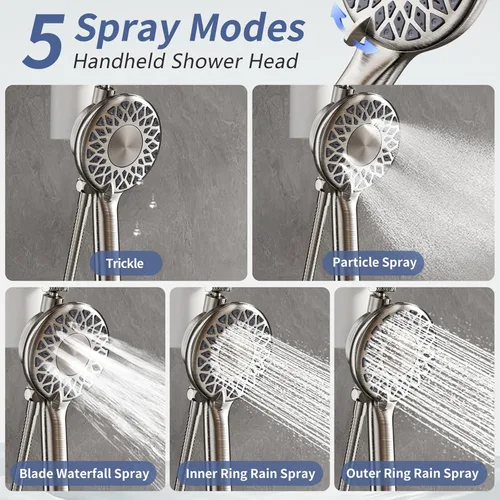 Vista 7 de SINGSUO Filtered Rain Shower Head with Handheld Spray Combo, High Pressure Dual Shower Head with Filter for Hard Water, Modern Magnetix Double