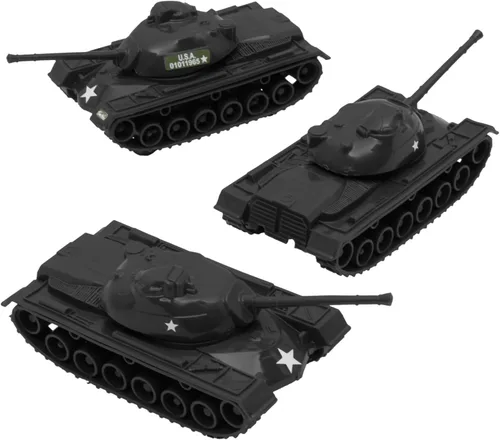 TimMee - Tanques de juguete para hombres de plástico del ejército - Negro WW2 3pc - Hecho en Estados Unidos