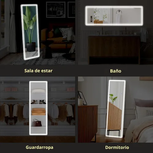 Vista 5 de Sweetcrispy - Espejo de longitud completa con luces LED, de 65 x 21 pulgadas, espejo iluminado de pie con atenuación y 3 modos de iluminación