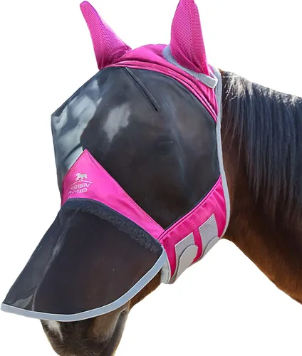 Vista 32 de Harrison Howard Pro Luminous Horse Fly Máscara de nariz larga con orejas protección UV para caballo, azul y plateado, pequeño poni