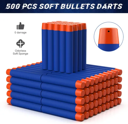 Vista 2 de Tudaymol Nerf Bullets 500 Dardos Oficiales para Serie Nerf N-Elite Dardos de Recarga Balas de Espuma Paquetes de Munición - Compatible con Todos