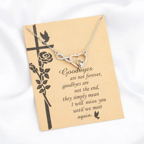 Vista 3 de PLITI Collar conmemorativo, regalo de condolencia, Goodbyes Are Not Forever Goodbyes Are Not The End Infinity Heart Collar para mujer