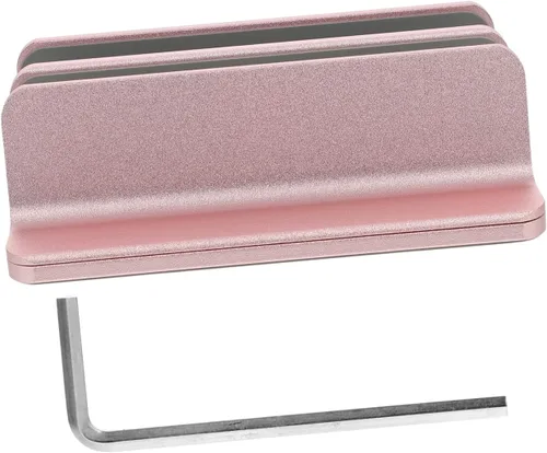 BESPORTBLE Vertical Laptop Stand Double Slots Holder for Desktop Stable Multi-Device Organizer for Laptop Tablet and Phone Space-Saving Desk Rack