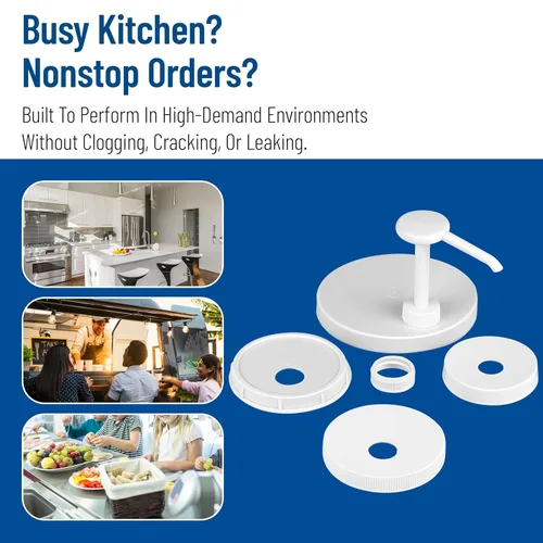 Vista 7 de Carlisle FoodService Products Kit universal de bomba de condimentos/dispensador con 5 tapas, color blanco