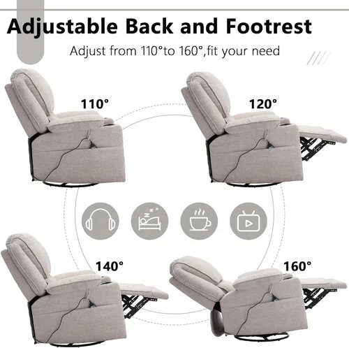 Vista 26 de KIGOTY Juego de 2 muebles de sala de estar, el juego de sofá reclinable incluye sofá reclinable reclinable y silla reclinable de masaje, juego