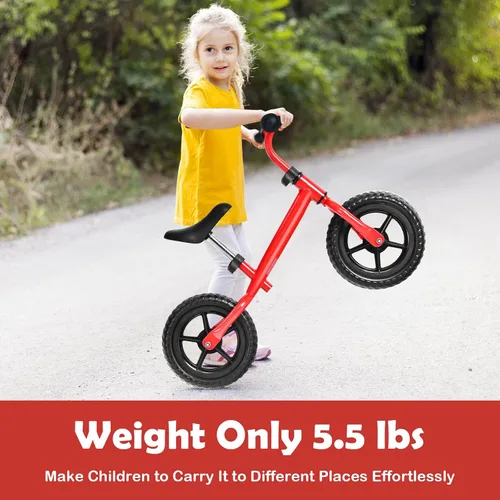 Vista 7 de BABY JOY Bicicleta de equilibrio para niños, bicicleta de entrenamiento sin pedal con manillar y asiento ajustables y neumáticos EVA a prueba