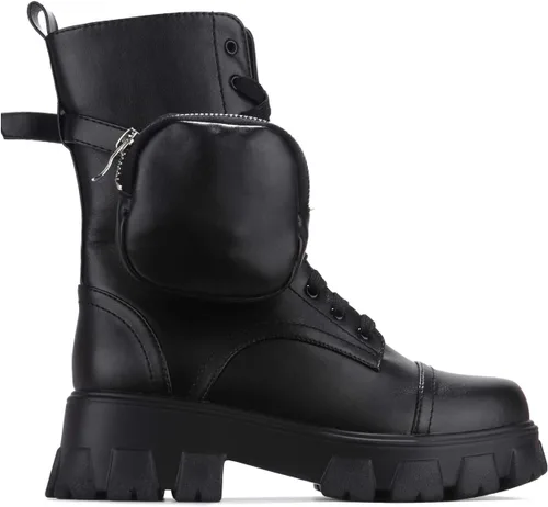 Vista 2 de Cape Robbin MonaLisa Botas de combate para mujer, botas de plataforma con tacones de bloque gruesos, botas altas para mujer